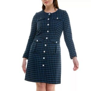 Nannette Blue and Black Long Sleeve Dress